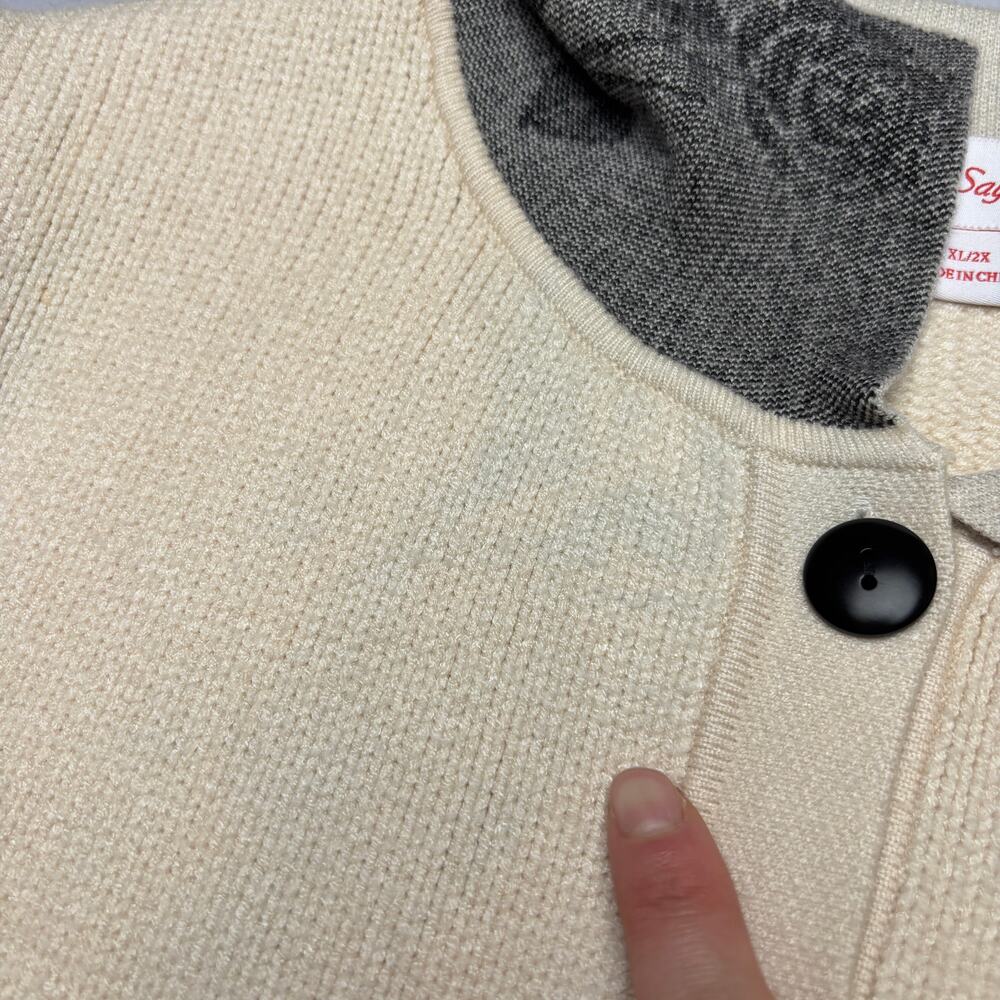 Lisa Says Gah Battenberg Cardigan Sweater Women's M/L Preppy READ - Picture 9 of 11